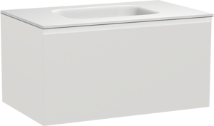 Balmani Idra by Mitra meuble salle de bains suspendu 90 x 55 cm blanc mat avec Tablo Arcato plan simple en solid surface blanc mat