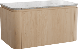 Balmani Moon zwevend badmeubel 100 x 55 cm naturel eiken met Moon enkel wastafelblad in terrazzo greige terrazzo