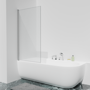 Luca Varess Kuresa pare-baignoire simple 85cm verre transparent profil chrome brillant