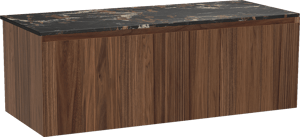 Balmani Idra meuble salle de bains suspendu 135 x 55 cm noyer avec Stretto tablette simple ou double en marbre portoro gold