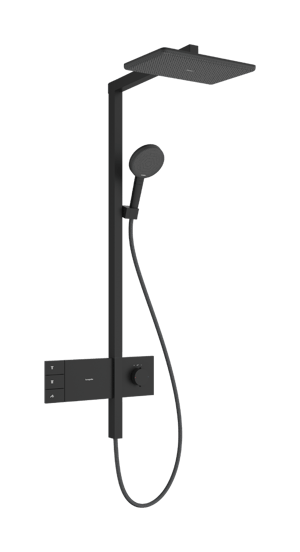 Hansgrohe Raindance Alive Q Showerpipe colonne de douche pluie 210/340 2 fonction de jets avec Ecosmart Showerselect Comfort Noir Mat