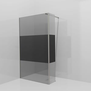 Balmani Modular Walk-In Dusche mit fester Seitenwand: 120 x 200 cm, Rauchglas mit mattiertem Streifen, Profil Brushed Inox
