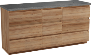 Balmani Lucida meuble salle de bains à poser 180 x 55 cm teck avec Rock tablette double en granit noir