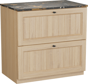 Balmani Lemon freistehendes Möbelstück Set: 90 x 55 cm, Naturbelassene Eiche Furnier, mit Stretto Einzel Waschtischplatte, Portoro Gold