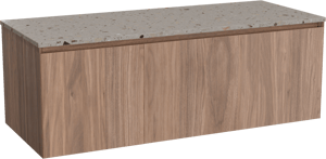 Balmani Idra meuble salle de bains suspendu 135 x 55 cm noyer avec Stretto tablette simple ou double en terrazzo greige terrazzo