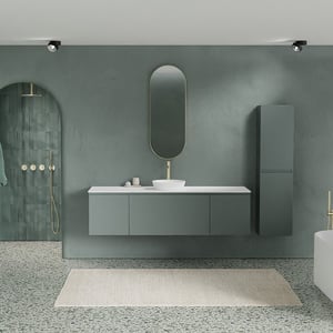 Balmani Sfera Badmöbel Set mit Stretto Waschtischplatte für Aufsatzwaschbecken