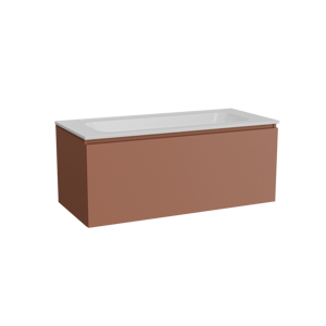 Balmani Sfera hängendes Möbelstück Set: 120 x 55 cm, Cotto, mit Tablo Strada Einzelwaschtisch, Marmorkomposit Weiß matt