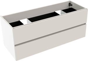 Storke Edge zwevende wastafelonderkast 120 x 46 cm mat wit 2 lades 2 sifonuitsparingen