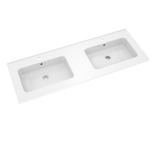 Linie Vano dubbele wastafel glanzend composiet marmer 120 x 46 cm