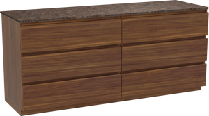 Balmani Lucida staand badkamermeubel 180 x 55 cm amerikaanse notelaar met Stretto enkel of dubbel tablet in marmer dark emperador