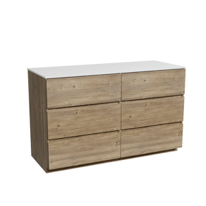 Storke Edge staand badmeubel 130 x 52 cm ruw eiken met Tavola enkel of dubbel wastafelblad in solid surface mat wit
