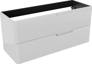 Linie Curvo hängender möbelstück Waschtischunterschränke 120 x 46 cm Weiβ glänzend 2 Schubladen, Vert. Sym. Rippe