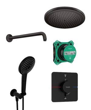 Hansgrohe Showerselect Comfort_Q robinet thermostatique Set de douche pluie encastré avec douche de tête Ø28cm Noir Mat