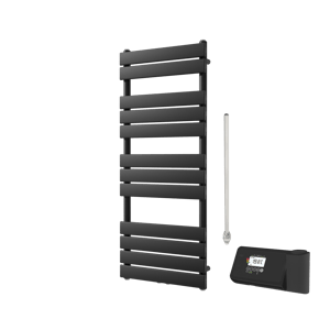 Vipera Vulcan sèche-serviettes Simple 50 x 120 cm chauffage électrique noir mat raccordement latéral et central possible 500W, résistance incluse