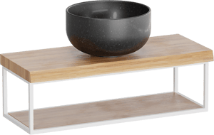Balmani Life Edge Mini Handwaschbecken, 55 x 22,50 cm, Teak mit Bowl in Geschliffener Granit