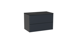 Storke Seda hängendes Möbelstück Set: 95 x 52 cm, Nachtblau, mit Panton Einzel Waschtischplatte, Pulverbeschichtetes MDF Schwarz matt