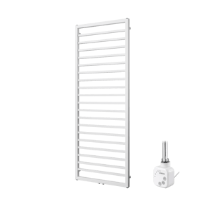 Vipera Listona Einzel Handtuchheizkörper 60 x 180 cm Elektrische Heizung Weiß matt Seiten- und Mittelanschluss 800W, inkl. Widerstand 