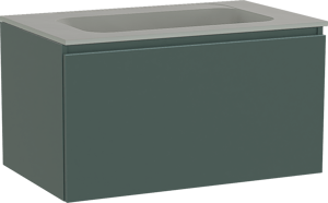 Balmani Sfera hängendes Möbelstück Set: 90 x 55 cm, Forest, mit Tablo Strada Einzelwaschtisch, Marmorkomposit Seidengrau