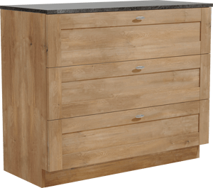 Linie Classo staand badmeubel 100 x 46 cm naturel eiken met Lado enkel of dubbel wastafelblad in melamine grijze leisteen