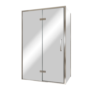 Balmani Senses Design douchehoek met linkse draaideur en vaste zijwand, 120 x 90 cm, Reflex spiegelglas, Chroom profielen, met coating