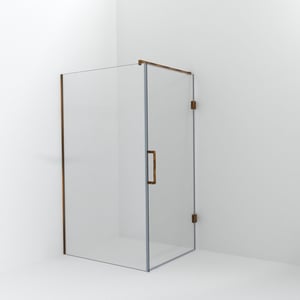 Balmani Modular douche à l'italienne avec porte: 120 x 200 cm avec porte 100 cm, Verre transparent, Profil Brushed Rosegold