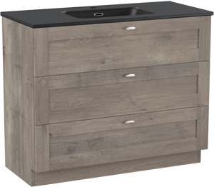 Linie Classo meuble salle de bains à poser 100 x 46 cm chêne gris avec Baro plan simple en porcelaine noir mat