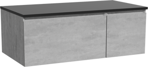 Storke Edge hängendes Möbelstück Set: 100 x 52 cm, Beton dunkelgrau, mit Panton Einzel Waschtischplatte, Pulverbeschichtetes MDF Schwarz matt