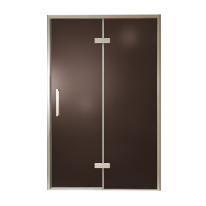 Balmani Senses Design Dusche Drehtür, Rechts, 140 cm x 210 cm, Bronze, Profil Brushed CoolMetal, inklusive Coating