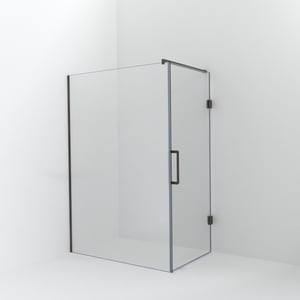 Balmani Modular douche à l'italienne avec porte: 140 x 200 cm avec porte 90 cm, Verre extra transparent avec coating, Profil Brushed GunMetal