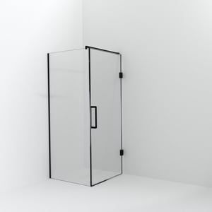 Balmani Modular douche à l'italienne avec porte: 90 x 200 cm avec porte 90 cm, Verre transparent avec coating, Profil Noir mat