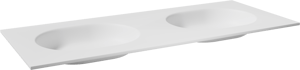 Balmani Tablo Oval dubbele wastafel mat witte Solid Surface 135 x 55 cm