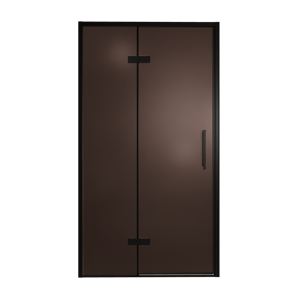 Balmani Senses Design douche draaideur links 120 cm x 210 cm Brons glas, Zwarte profielen