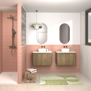 Storke Soft Badmöbel Set mit Tavola Soft Waschtischplatte für Aufsatzwaschbecken