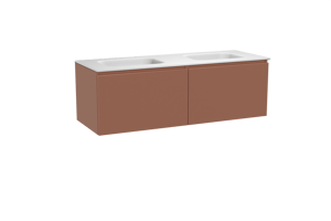 Balmani Sfera hängendes Möbelstück Set: 150 x 55 cm, Cotto, mit Tablo Arcato Doppelwaschtisch, Solid Surface Weiß matt