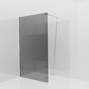 Balmani Modular inloopdouche: 120 x 200 cm, Rookglas met matte strook, Brushed Champagne Gold profielen
