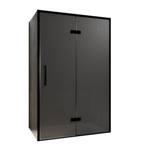 Balmani Senses Design douchehoek met rechtse draaideur en vaste zijwand, 120 x 90 cm, Rookglas, Zwarte profielen