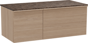 Balmani Forma meuble salle de bains suspendu 120 x 55 cm chêne naturel avec Stretto tablette simple ou double en marbre dark emperador, Nervure droite symétrique horizontale