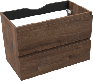 Linie Lado zwevende wastafelonderkast 80 x 46 cm bruine eik 2 lades