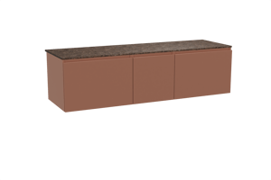 Balmani Sfera zwevend badmeubel 180 x 55 cm cotto met Stretto enkel of dubbel wastafelblad in marmer dark emperador