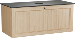 Balmani Lemon meuble salle de bains suspendu 120 x 55 cm, placage chêne naturel avec Facetta tablette simple en granit noir