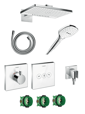 Hansgrohe Showerselect Highflow colonne de douche encastrée robinet thermostatique avec douche de tête ronde 46 cm blanc/chrome brillant