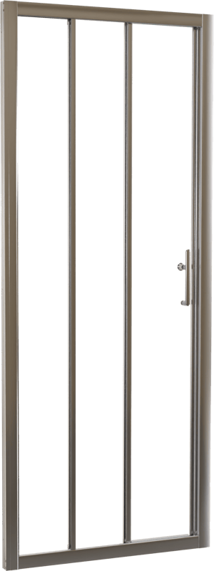 Linie Cadiz porte coulissante en trois parties 80 cm x 190 cm verre transparent profil chrome brossé