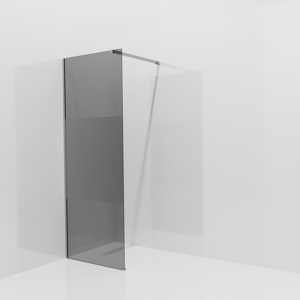 Balmani Modular douche à l'italienne: 80 x 200 cm, Verre fumé avec bande mate, Profil Brushed Inox