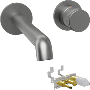 Blaufoss Pavilion robinet mural lavabo Brushed GunMetal incl élément intégré