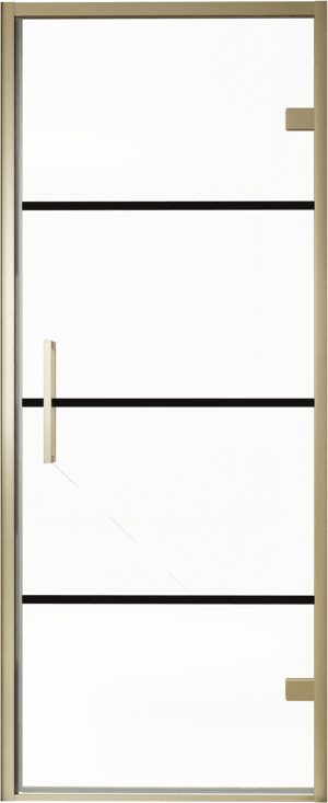 Balmani Senses Design Dusche Drehtür, Rechts, 90 cm x 210 cm, Lined, Profil Brushed Champagner Gold, inklusive Coating