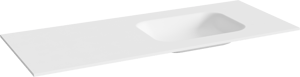 Balmani Tablo Arcato plan vasque asymétrique à droite mat Solid Surface 135 x 55 cm, bonde incluse