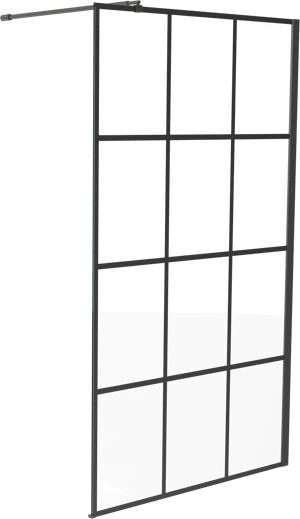 Linie Walk-In Walk-In Dusche: 120 x 200 cm, Square Glas, Schwarzes Profil, matt