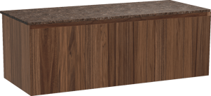 Balmani Idra zwevend badkamermeubel 135 x 55 cm notelaar met Stretto enkel of dubbel tablet in marmer dark emperador