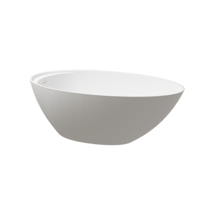 Balmani Colea Freistehende Badewanne 160 x 86 cm solid surface weiß matt mit integrierte Ablage