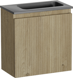 Storke Ribs hängendes WC-Möbel-Set, 40 x 22 cm, Eiche Rau mit Fina Waschtisch in Matter Quarz